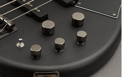 Close-up of Master Volume, Pickup Balancer, 3-band EQ, active/passive switch