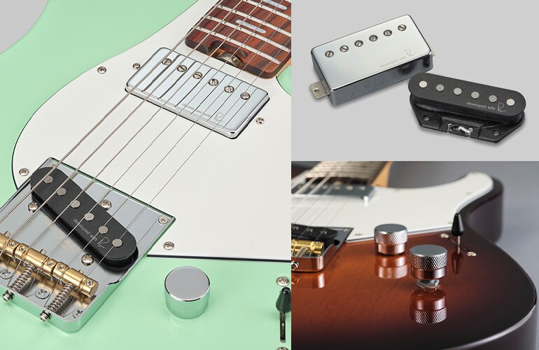 Nahaufnahme der Tonabnehmer und des Klangreglers der Pacifica SC Standard Plus