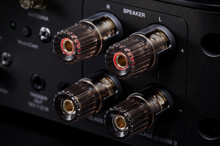 Gold-plated speaker terminals on the WXA-70A